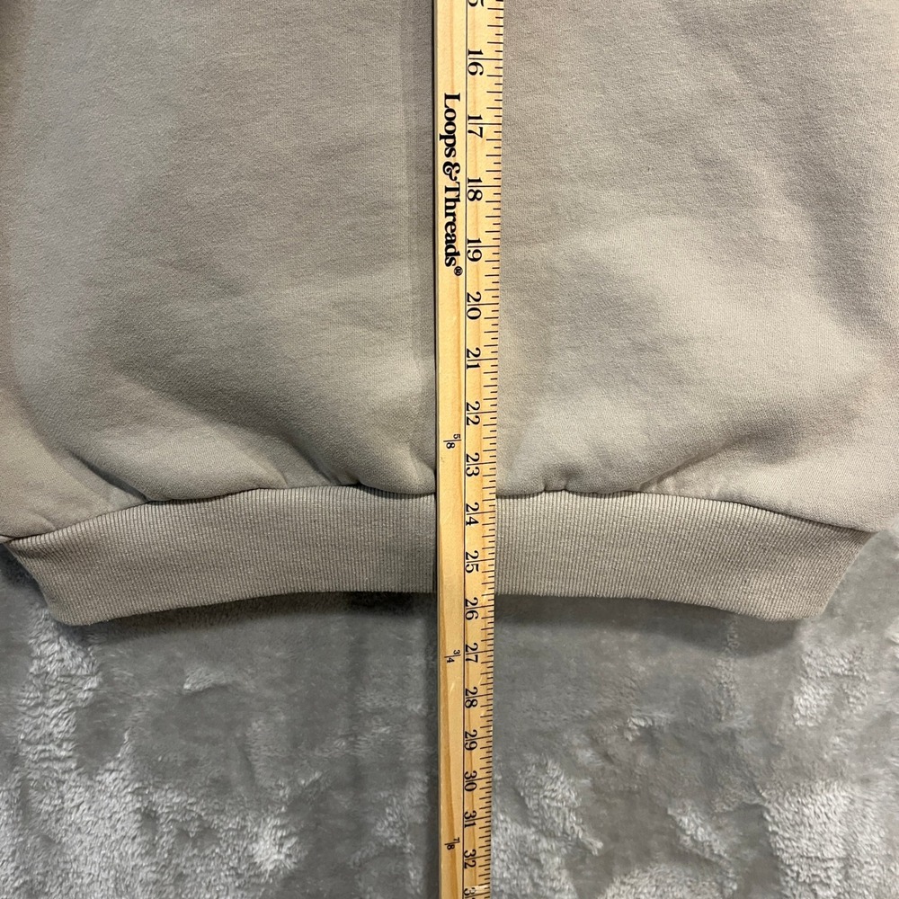 Comfrt Full Zip Hoodie Unisex Large Taupe Beige Utility Sleeve Pockets Fleece - Picture 6 of 9